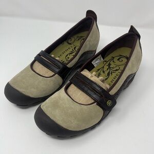 MERRELL Shoes Plaza Bandeau Sz 7.5 Dark Taupe Suede Leather Mary Jane NEW